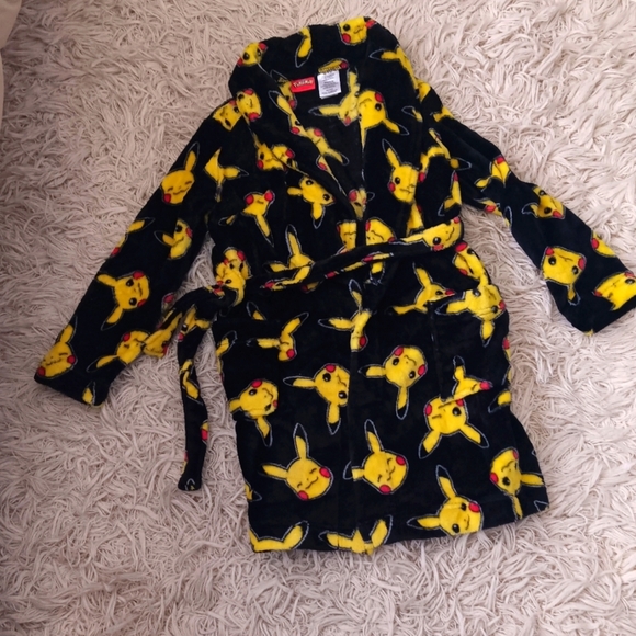 Kids Pikachu Pajamas - Pokemon Pikachu Fleece Bath Robe House Coat Size 8 - Picture 1 of 6
